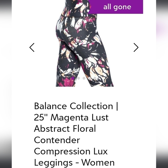NWT BALANCE COLLECTION 25" MAGENTA LUST ABSTRACT FLORAL CONTENDER COMPRESSION - Picture 6 of 8